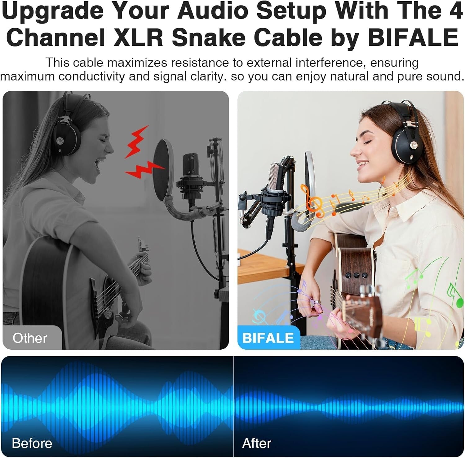 Versatile 4-Channel XLR Snake Cables 3.3FT Pair - Noise-Free Transmission