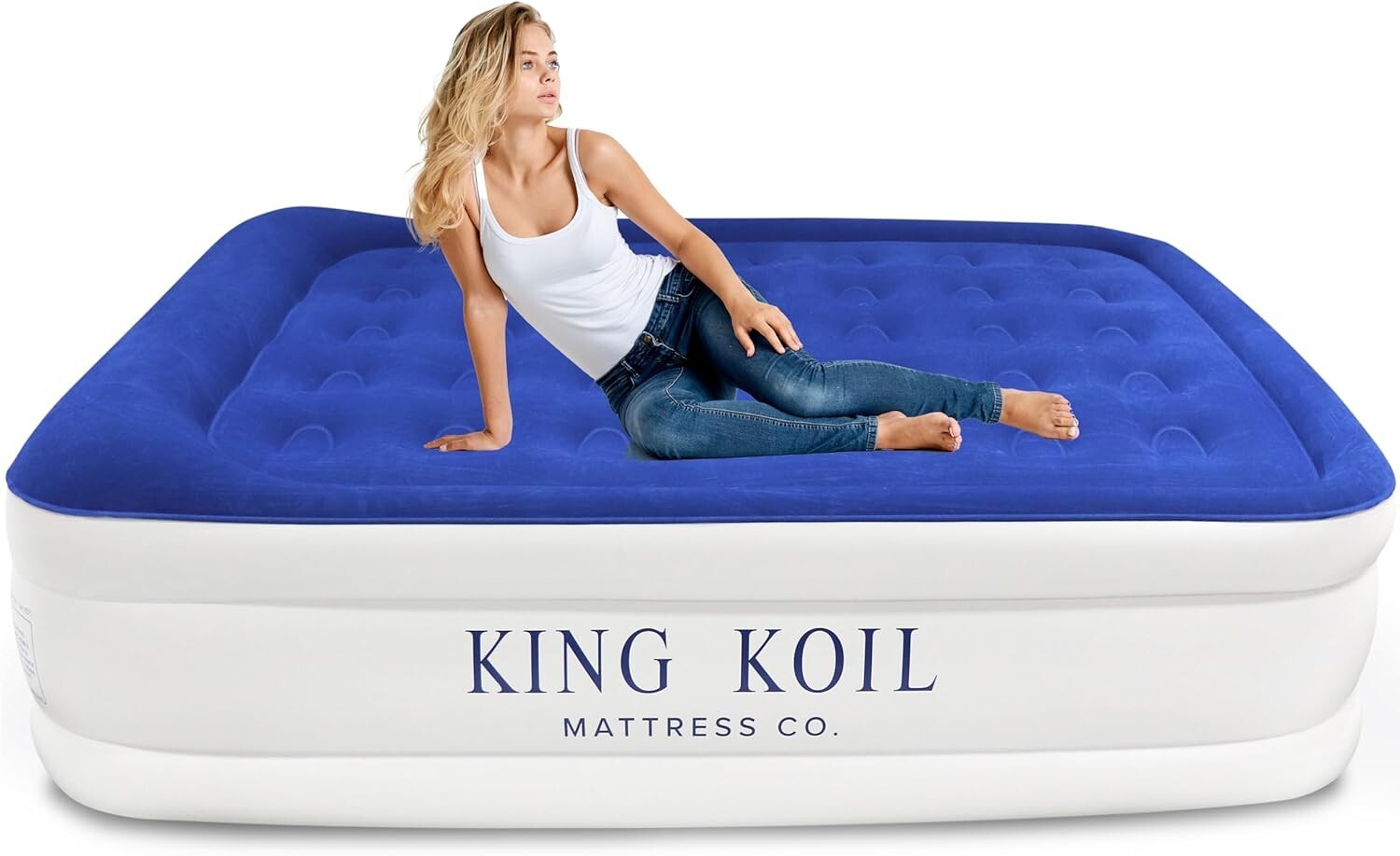 Fast-Inflate Full Size Air Mattress with Built-in Pump - Waterproof & Portable