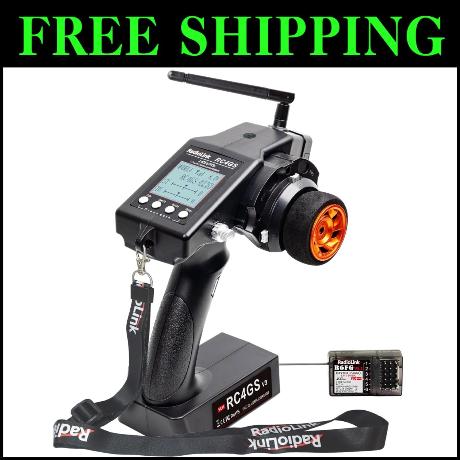 5-Channel 2.4GHz RC Transmitter with Gyro RX: 30 Models Storage & Telemetry