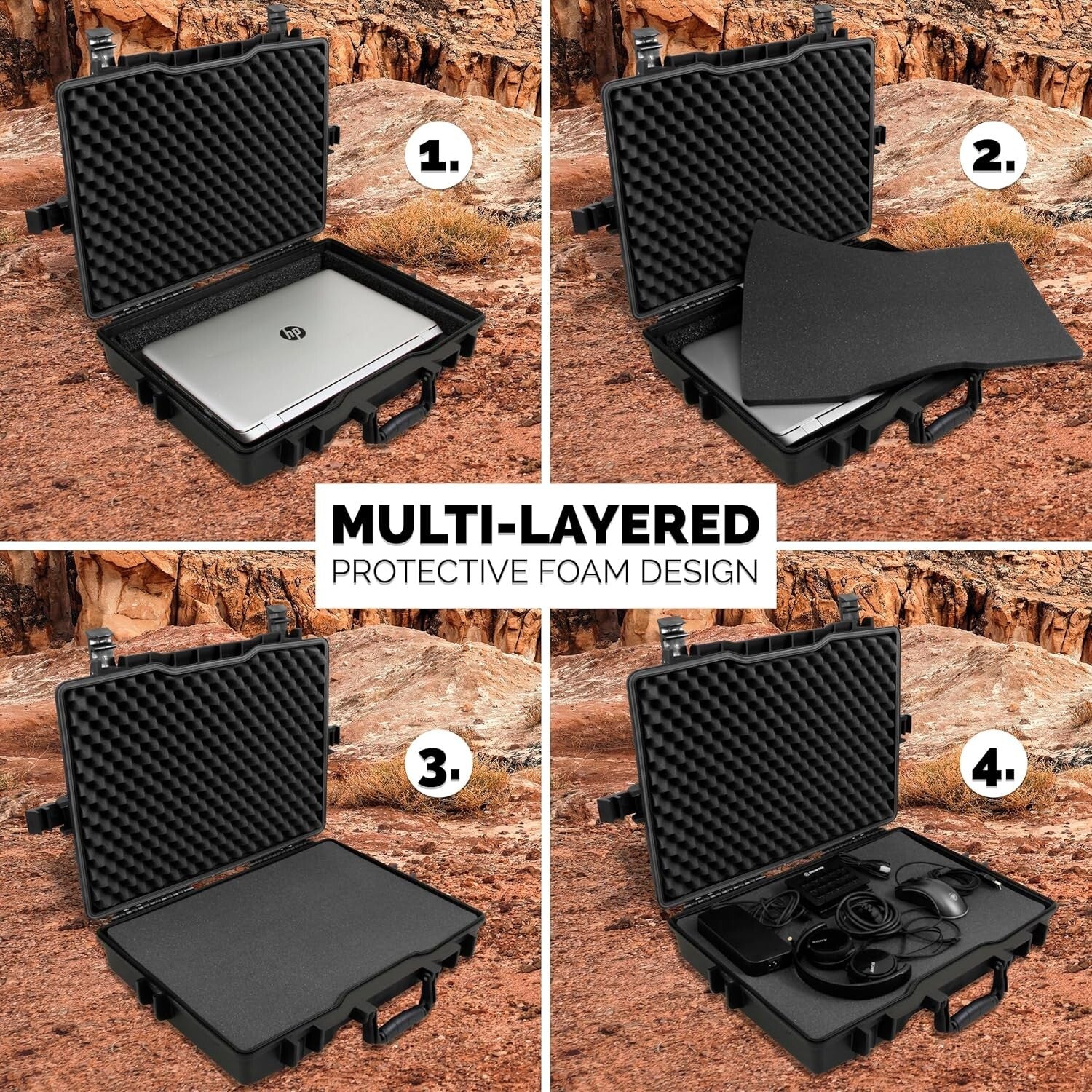 Durable Waterproof Hard Case with Foam for 15-17" Gaming Laptops - Secure Travel