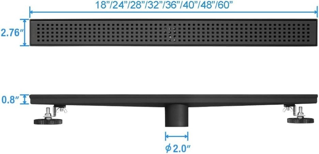 Elegant 28-Inch Linear Shower Drain - Matte Black 304 Stainless Steel Finish