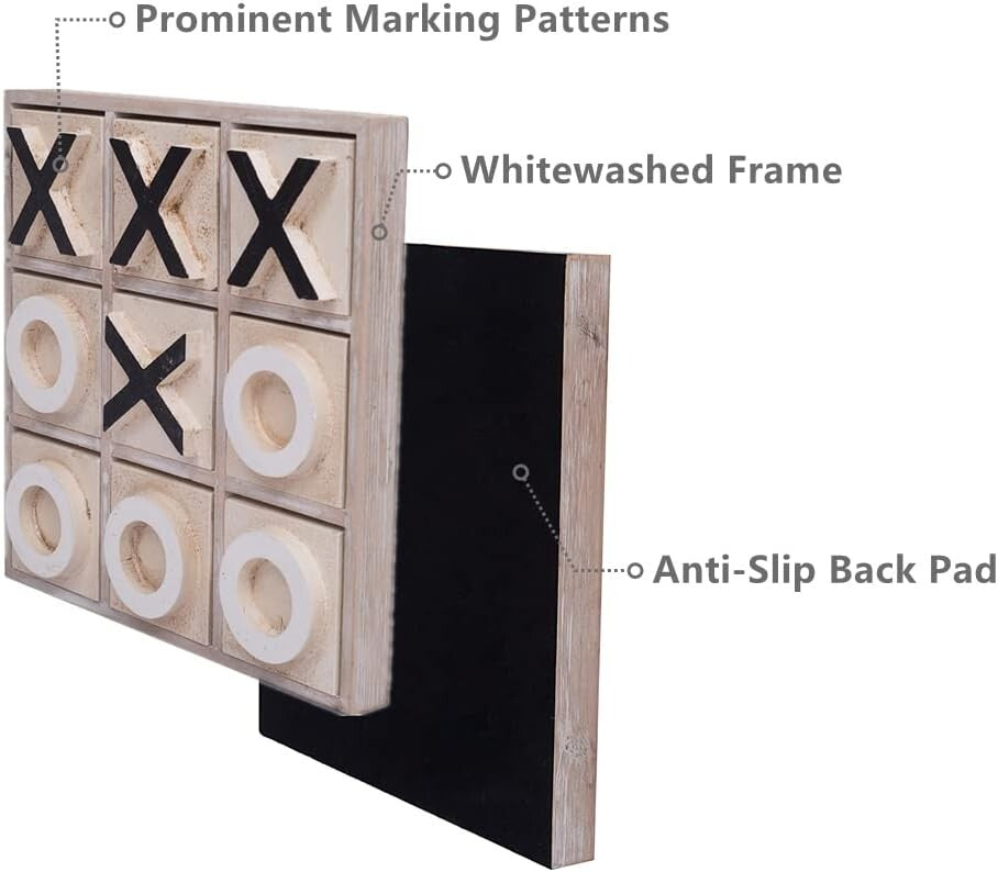 Eco-Friendly 12.6-Inch Tic Tac Toe Game - Rustic Decor for Home & Parties