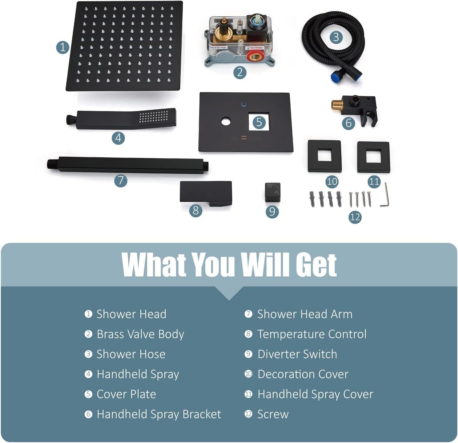 Elegant Matte Black Rain Shower Set with Handheld Spray – Premium High Pressure