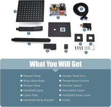 Load image into Gallery viewer, Elegant Matte Black Rain Shower Set with Handheld Spray – Premium High Pressure