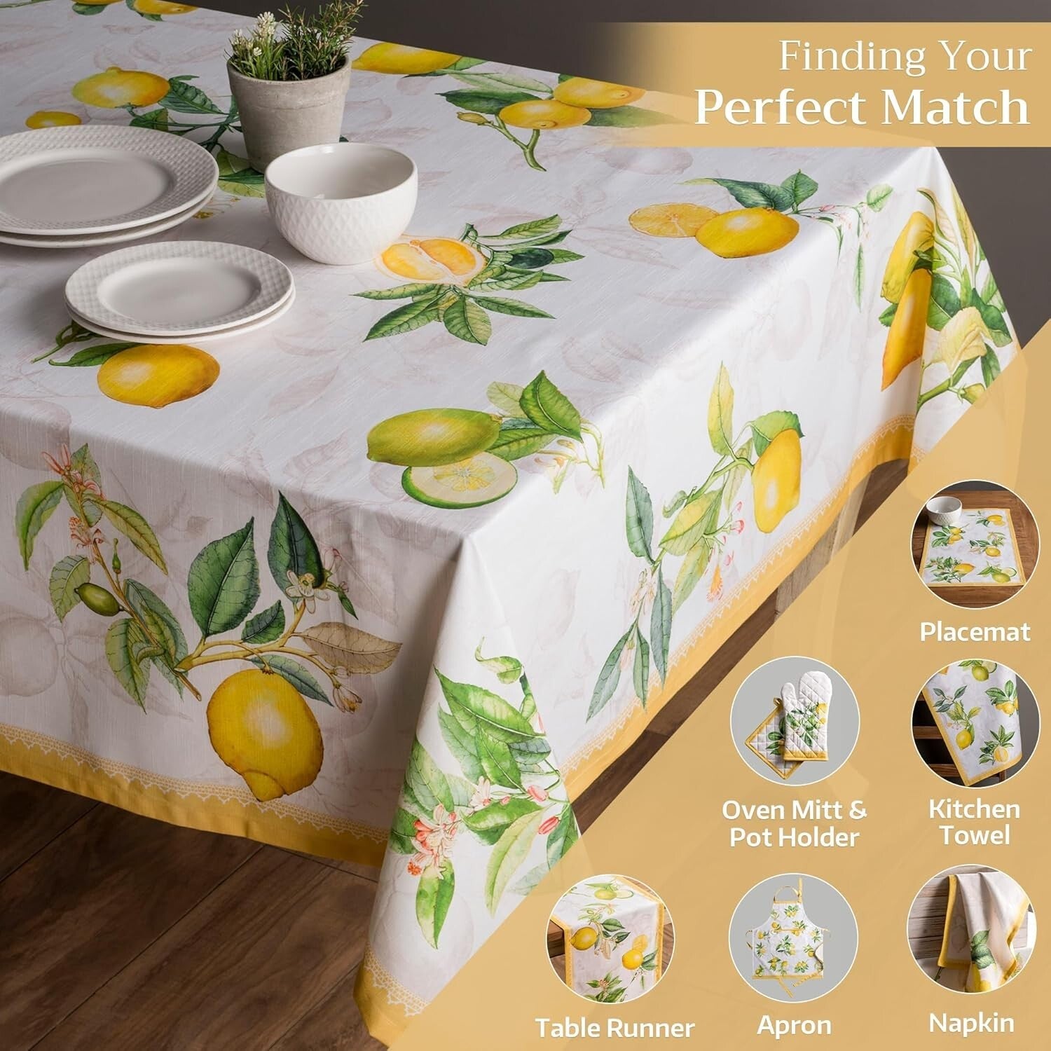Elegant Leaf Pattern Tablecloth 60" x 120" in Limoncello – Perfect for Events