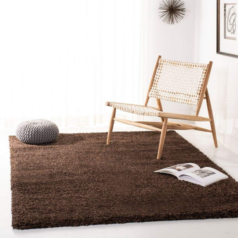 Durable Indoor Brown Shag Rug - 3' x 5' Non-Shedding for Cozy High Traffic Areas