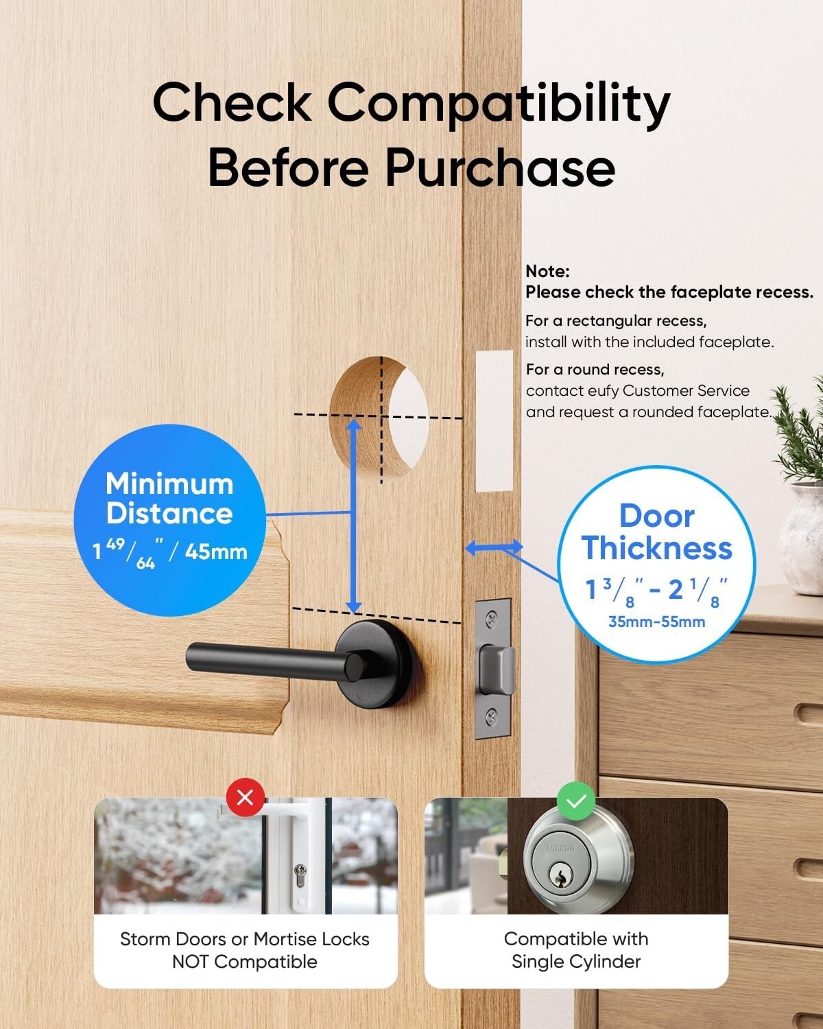 3-in-1 Keyless Entry Eufy Video Smart Lock with Rechargeable Battery Function