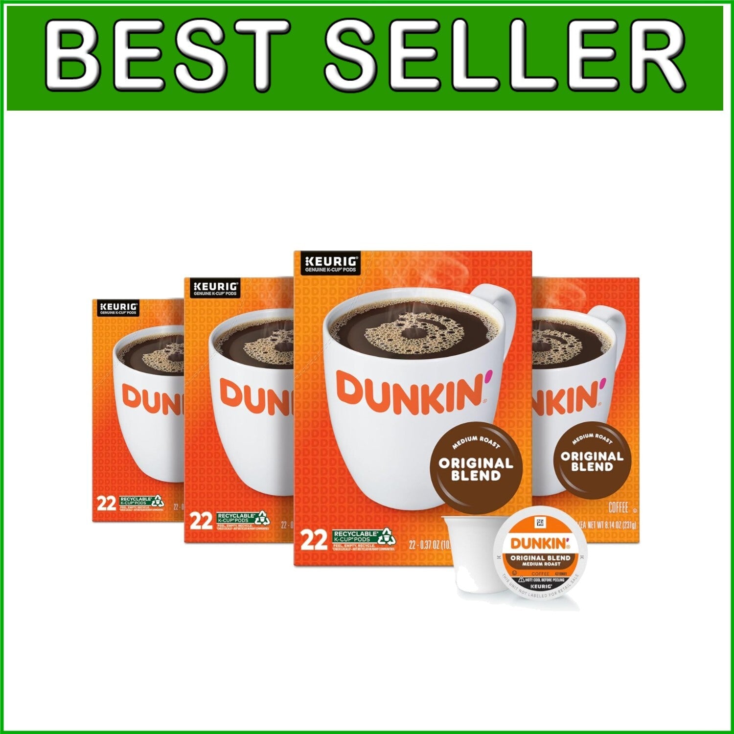 88 K-Cup Pods of Dunkin' Original Blend Medium Roast - Gourmet Coffee Experience