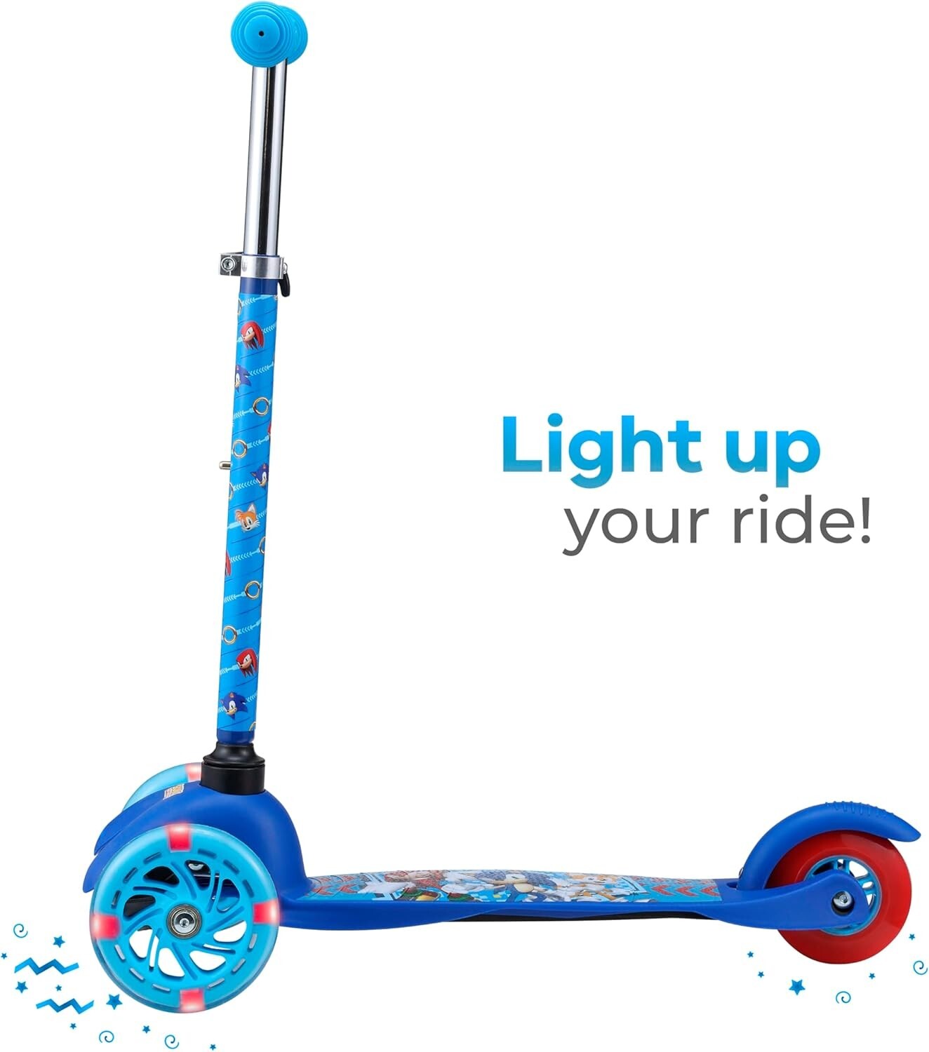 Adjustable Sonic Scooter for Kids Aged 3-5 - Light Up Wheels & Stability