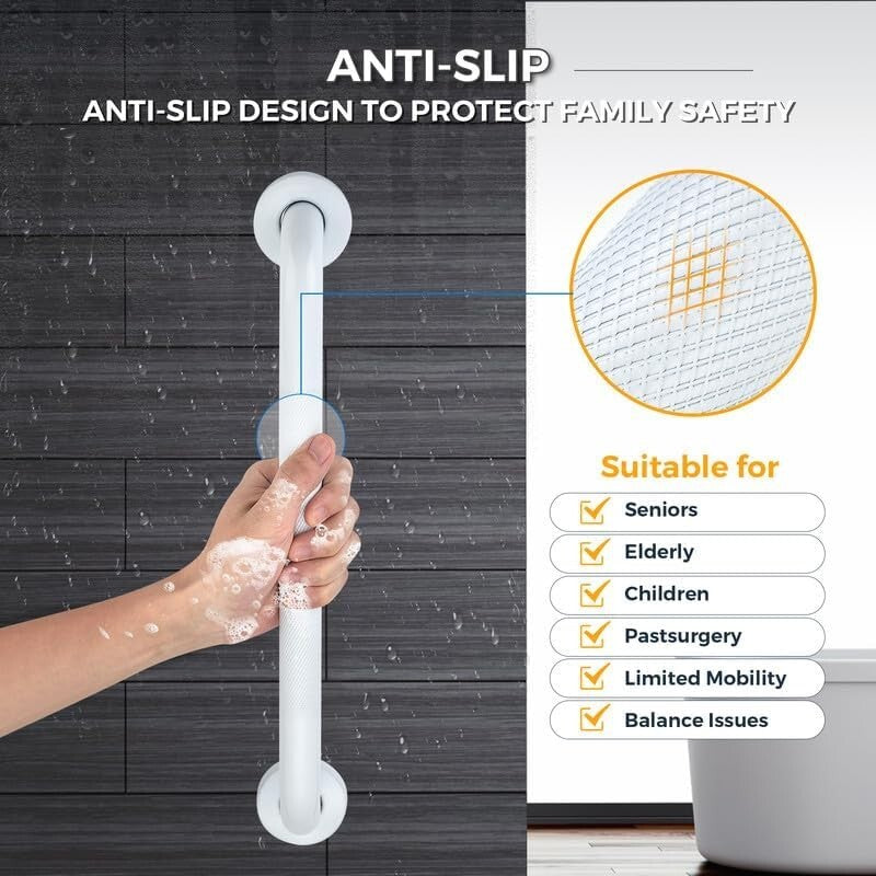 Durable 24-Inch Stainless Steel Grab Bars for Showers - Maximum 500 lbs Capacity