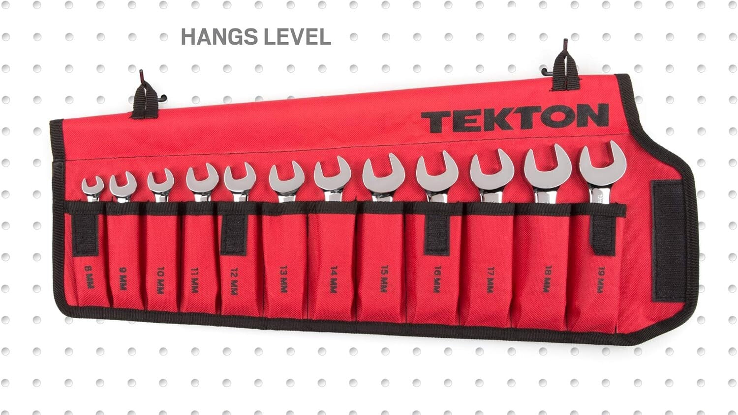 Efficient Stubby Wrench Set (8-19 mm) - 12-Piece with Roll-Up Storage Pouch