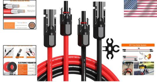 50FT 12AWG Solar Connector Cable with UV Protection - Ideal for RVs and Vehicles