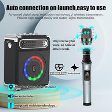 Load image into Gallery viewer, All-in-One PA System with Remote Control, Disco Lights, and Wireless Microphones