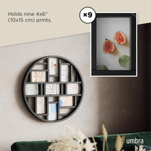 Load image into Gallery viewer, Gallery-Style Black Collage Frame Holds 9 Photos, 22-Inch Round Decor