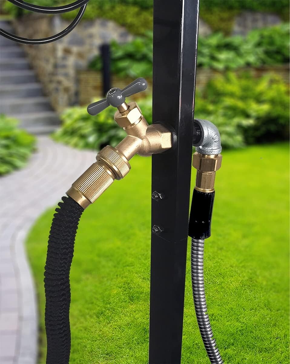 Portable Garden Hose Holder with Heavy-Duty Brass Faucet - Lightweight Design