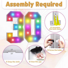 Load image into Gallery viewer, 4FT Colorful Light Up 30th Birthday Marquee Numbers for Stunning Celebrations