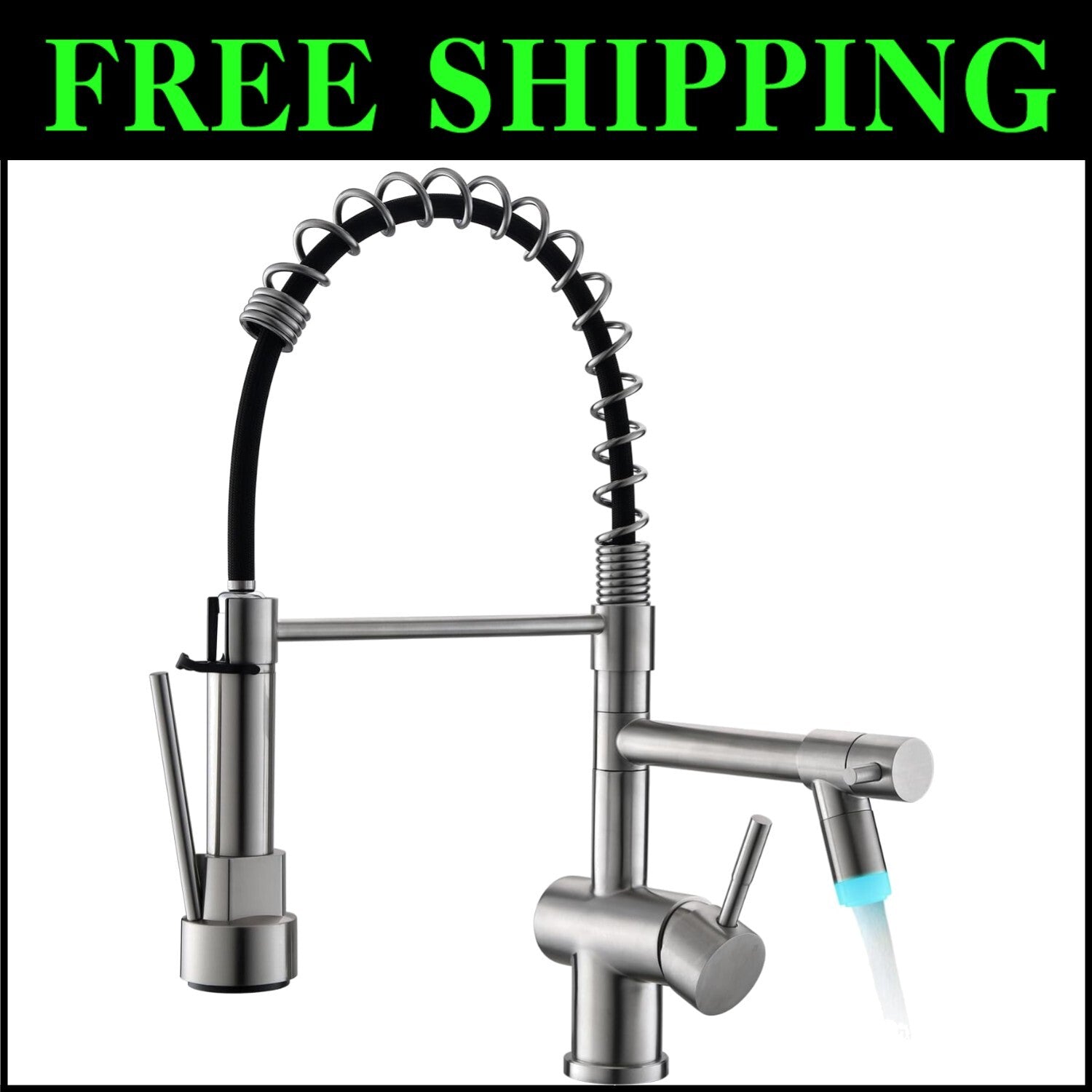 Spot-Free Brushed Nickel Faucet with Pull Down Sprayer for Modern Kitchens