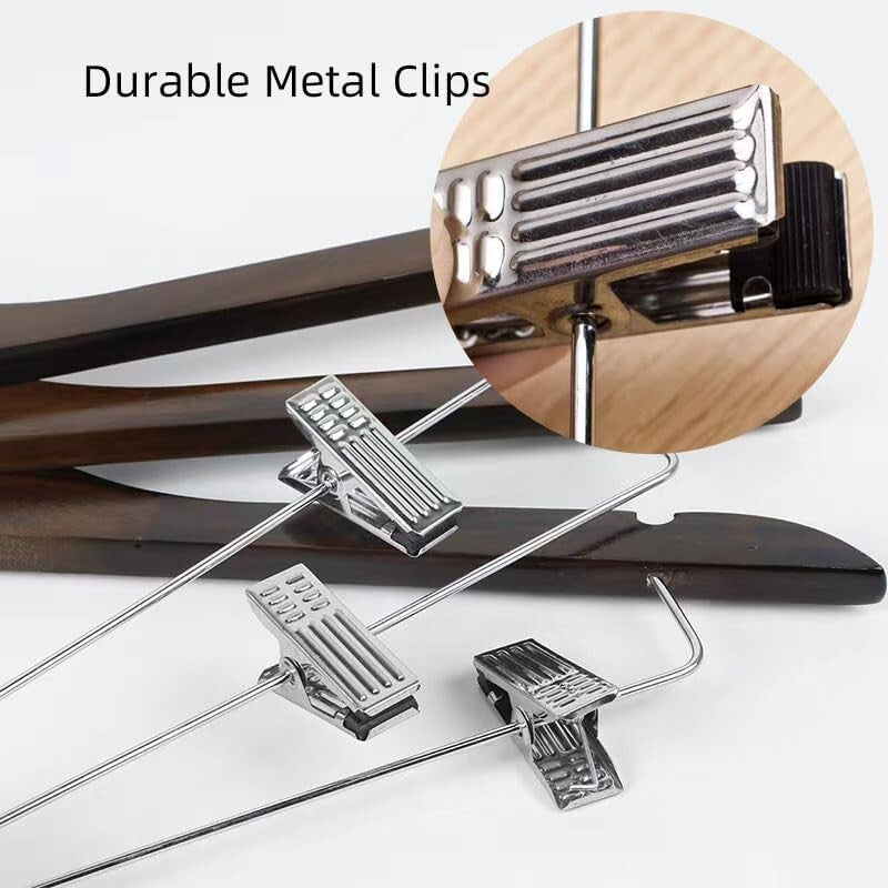 High-Grade Wooden Hangers with Clips: 20-Piece Set for Elegant Clothing Storage