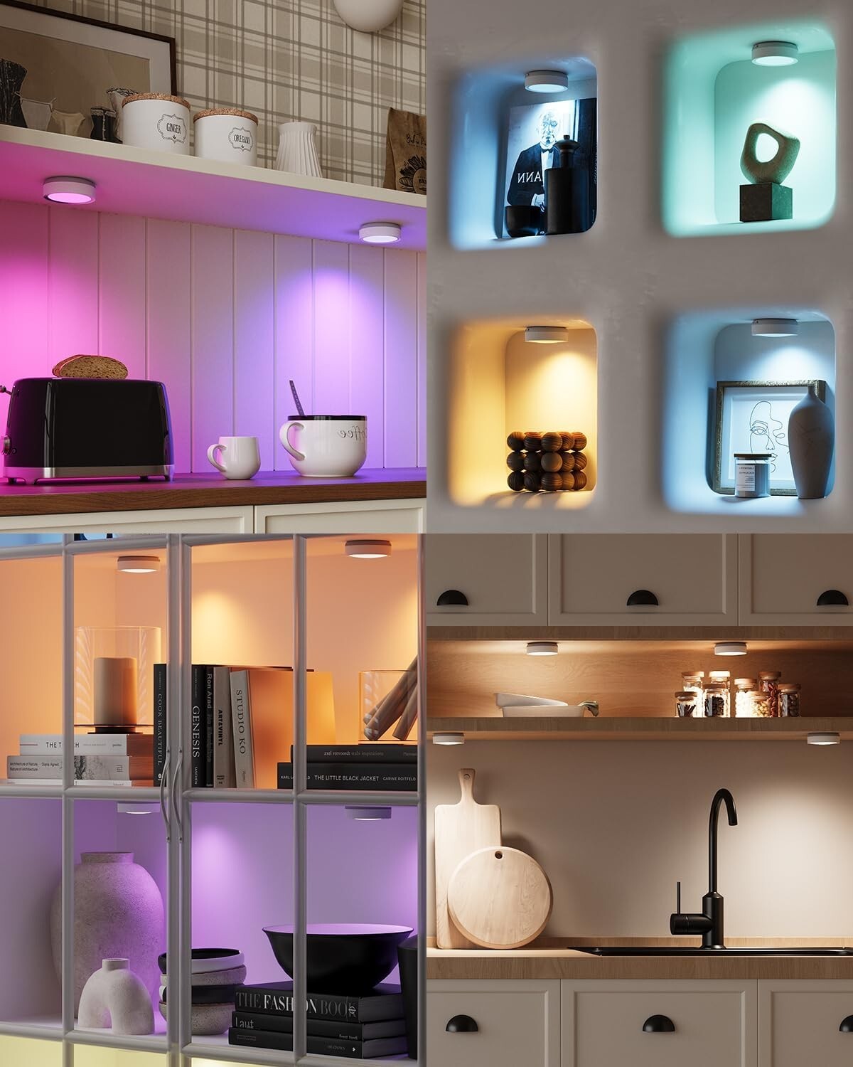 Magnetic RGB Puck Lights with Remote - Easy Touch for Dimmable Illumination