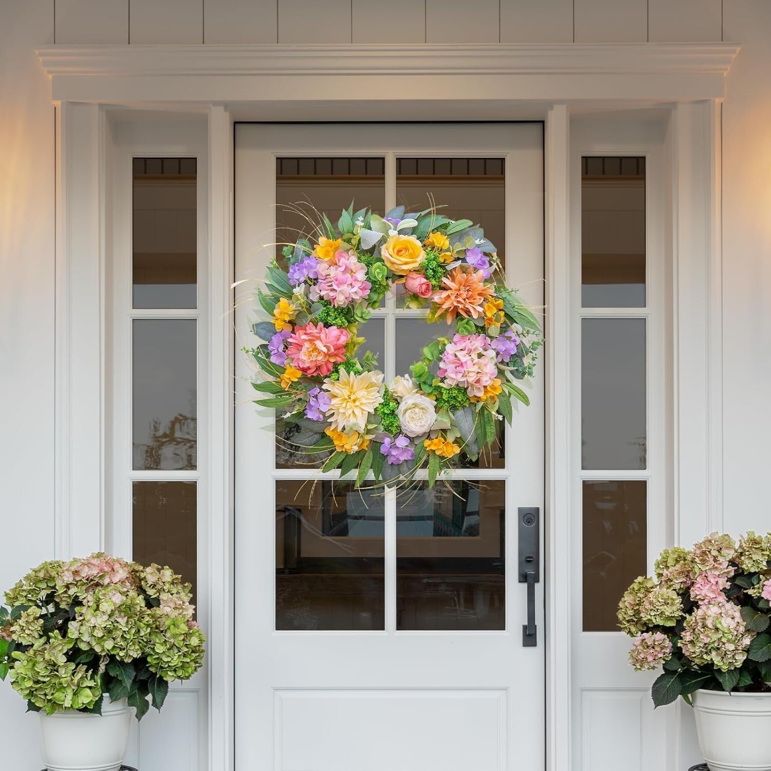 Charming 24" Round Hydrangea Wreath - Perfect for Home Porch or Window Display