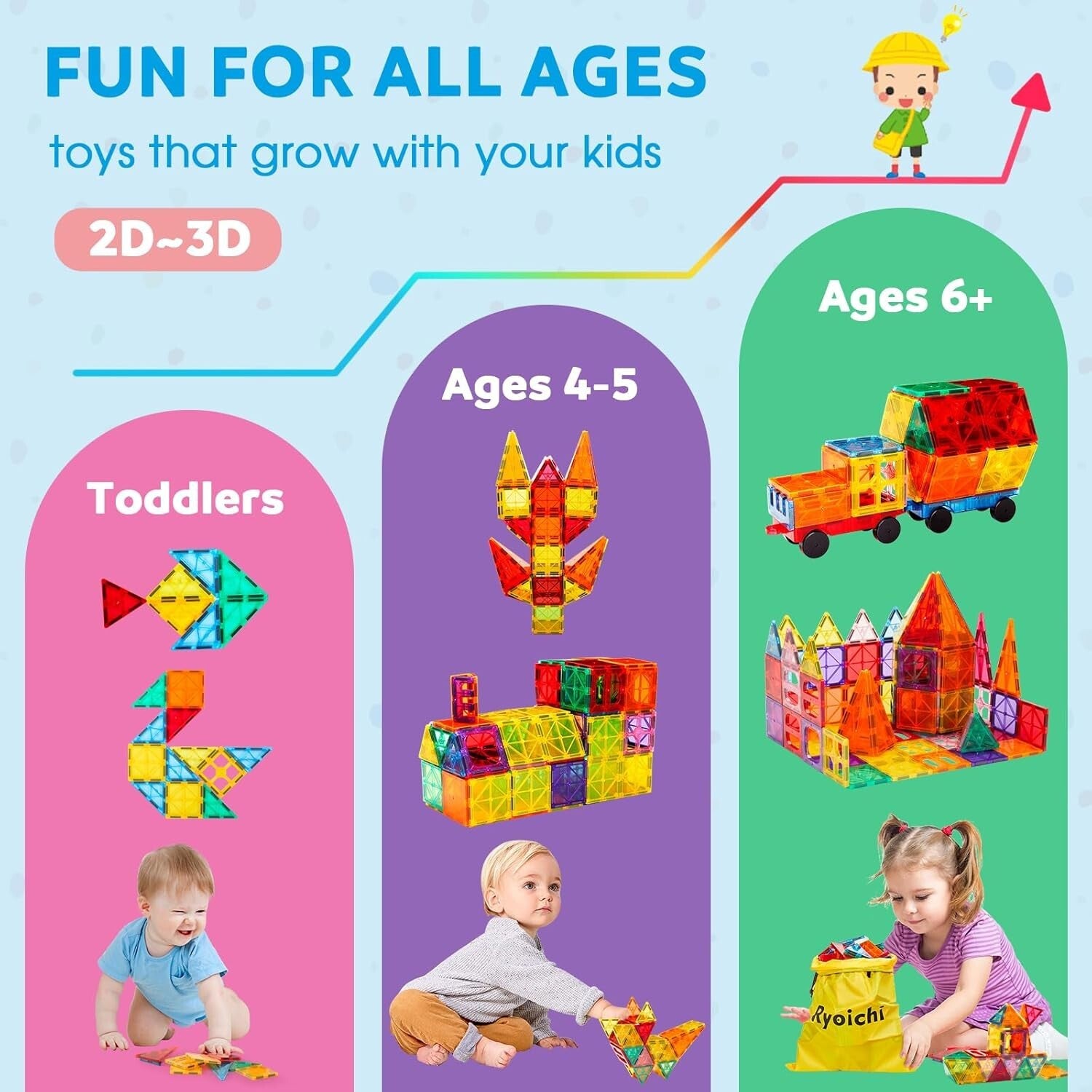 Durable 138PCS Magnetic Blocks Set with Cars - Creative Montessori Learning