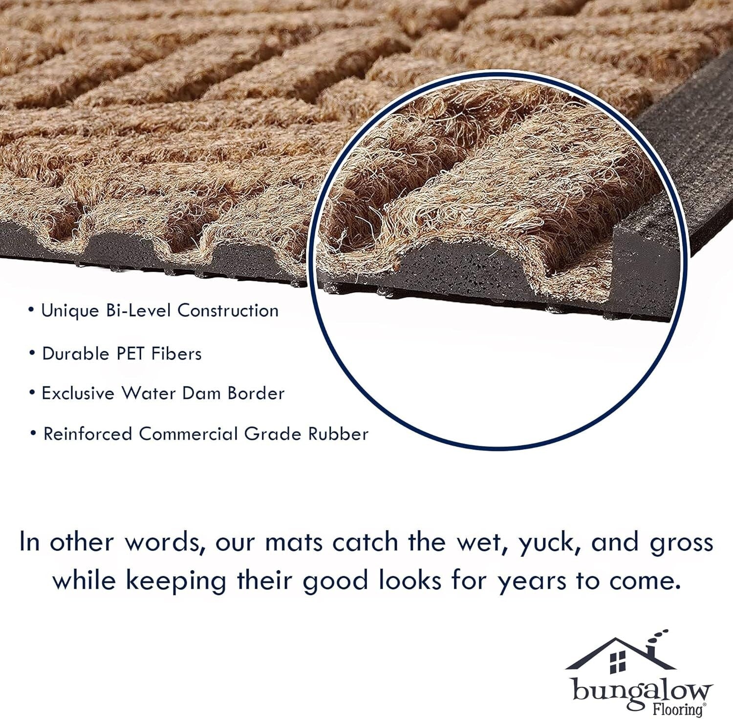 Durable 4' x 6' Indoor/Outdoor Mat - Water-Trapping, Non-Slip Bluestone Design