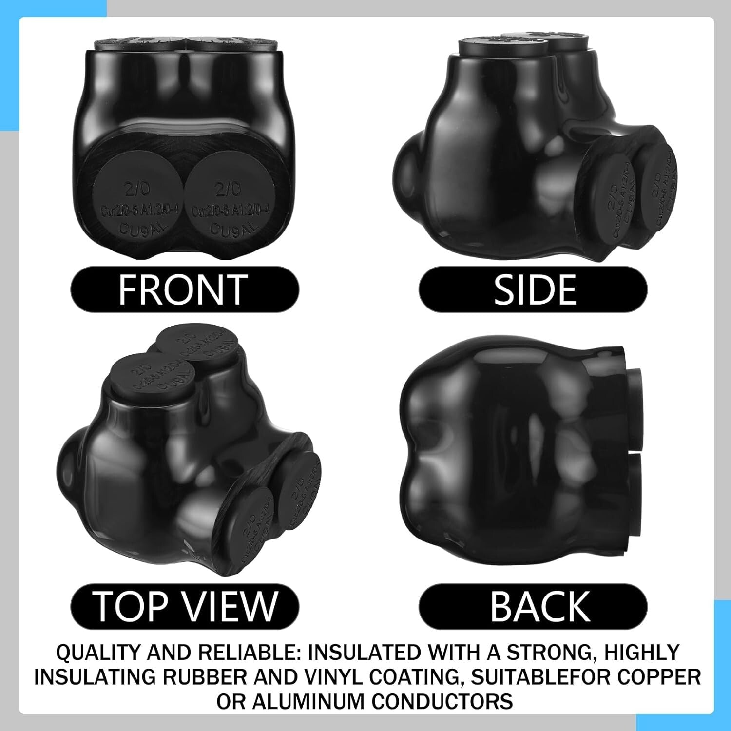Black Insulated Multi Cable Connectors - Pre-Filled Splice Terminals for Wiring