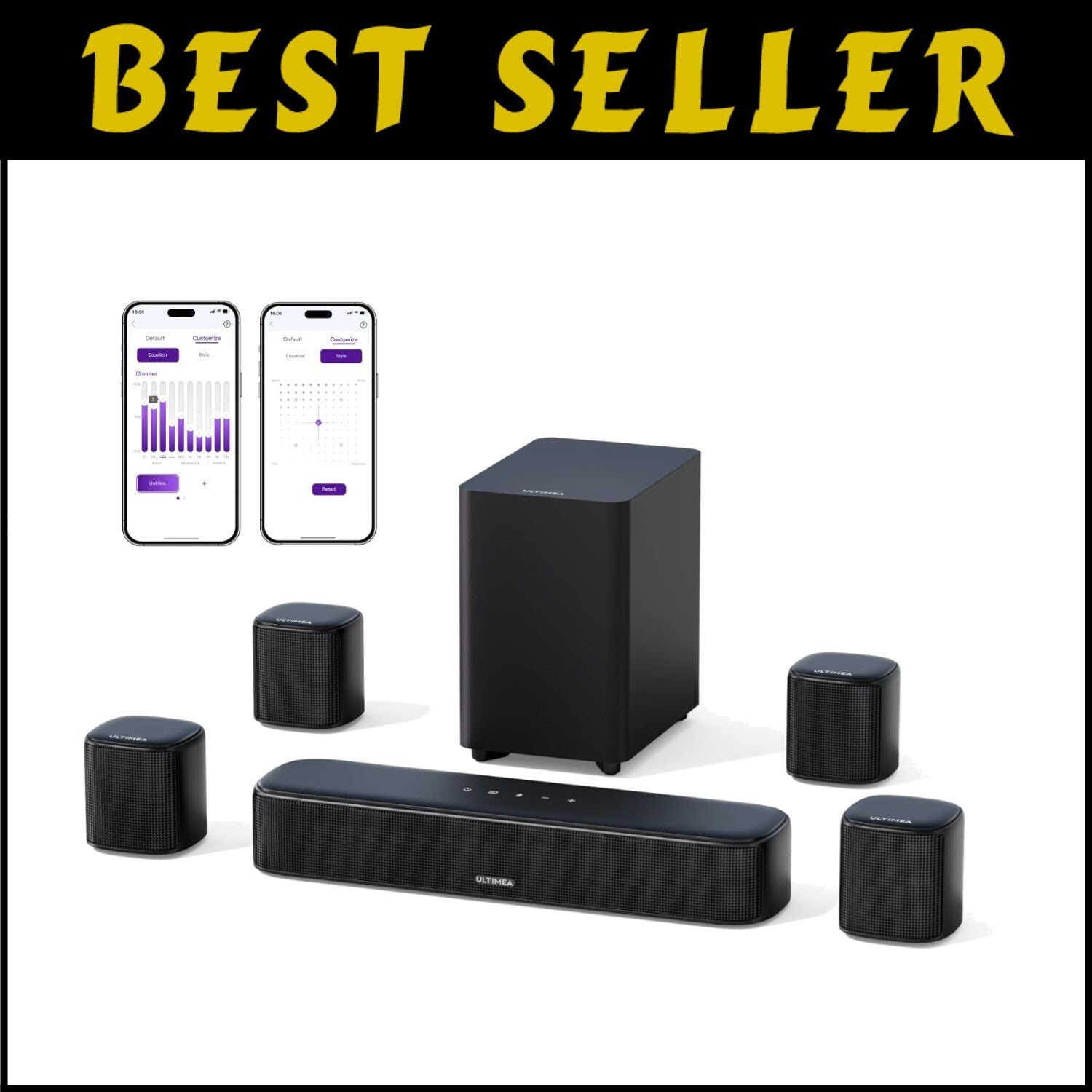 Premium 7.1ch Virtual Soundbar with 4 Adjustable Speakers for Enhanced Immersion