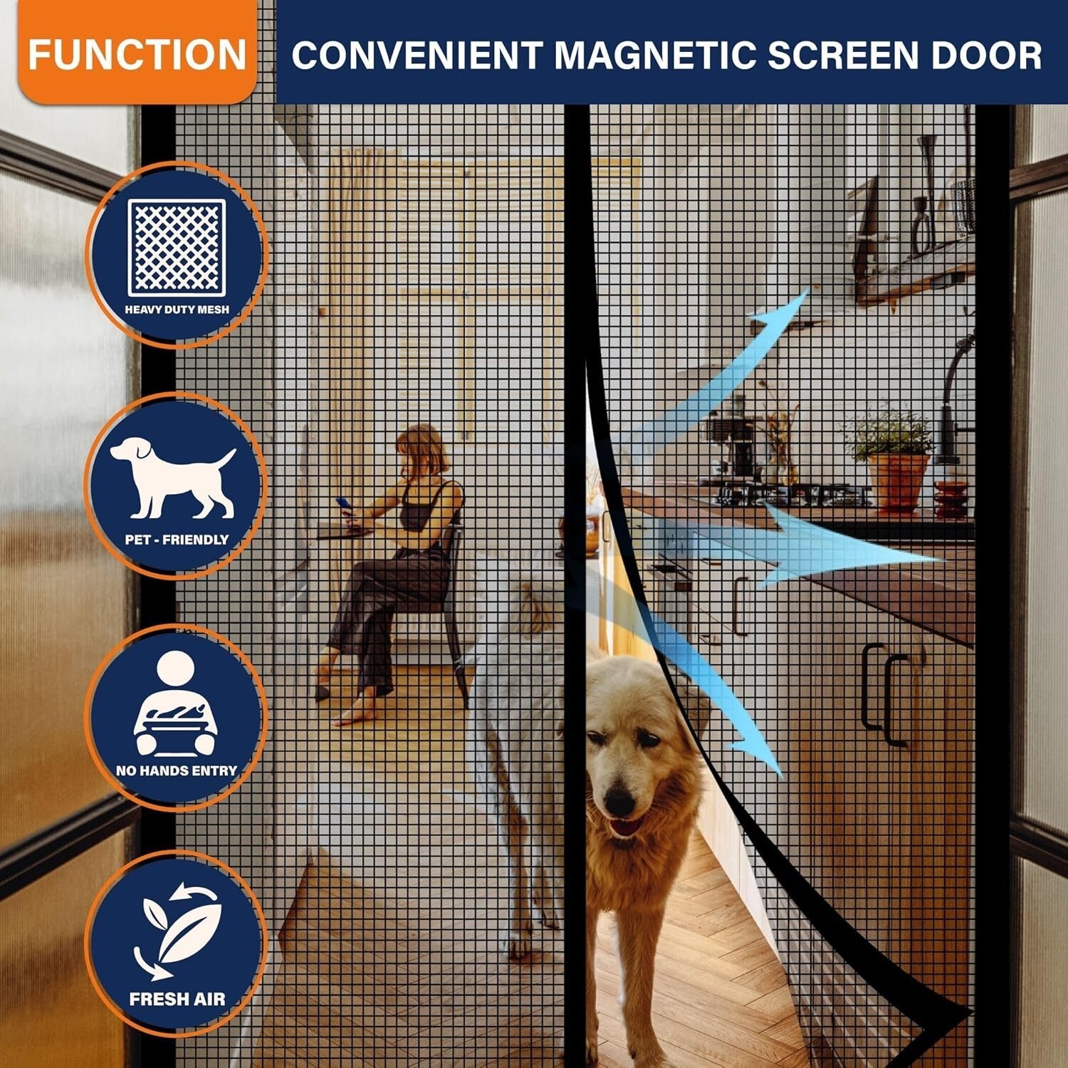 Easy Install Fiberglass Magnetic Screen Door - Keep Bugs Out, Welcome Fresh Air!