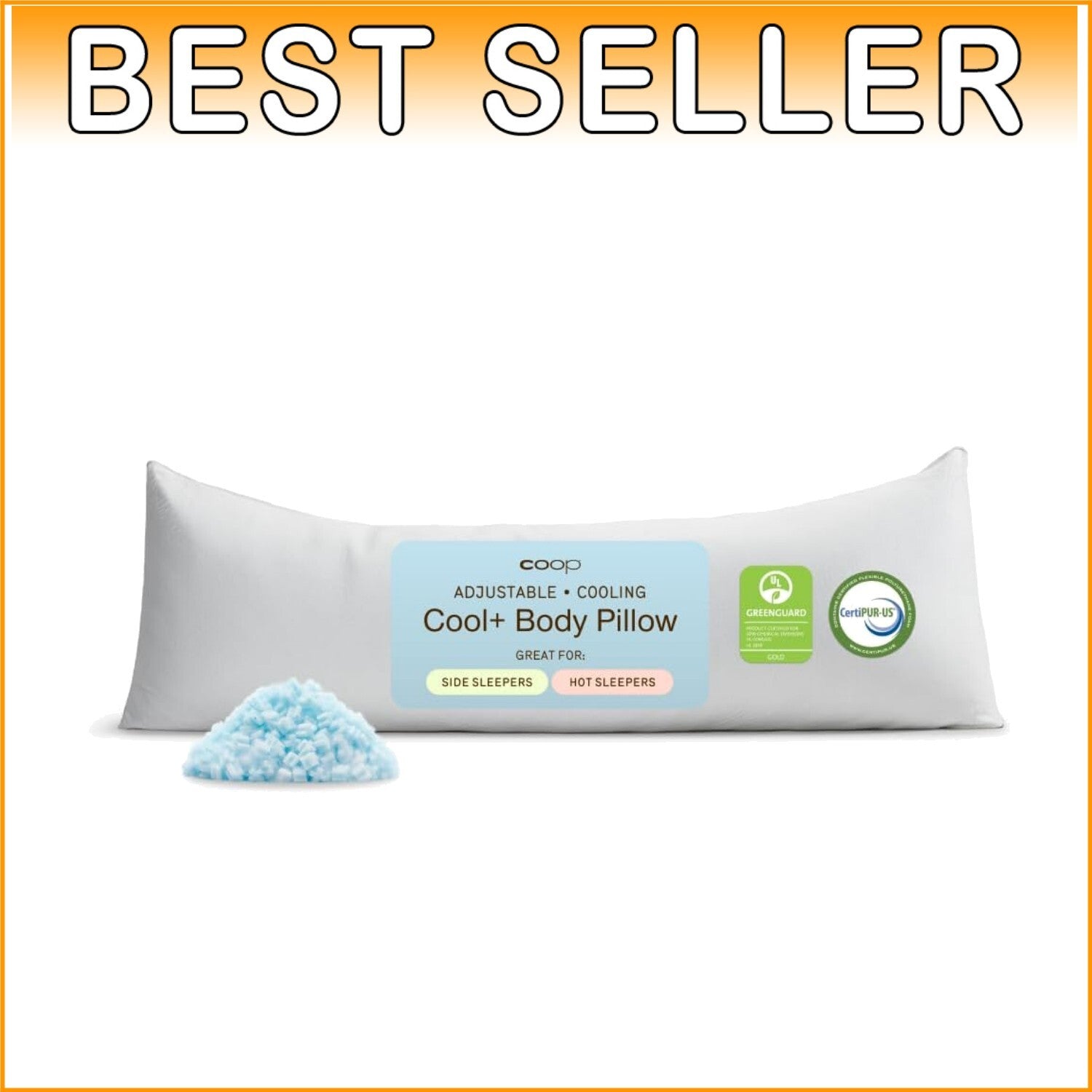 Full Body Support Pillow 18x52 for Pregnancy & Side Sleepers - Cool+ Adjustable