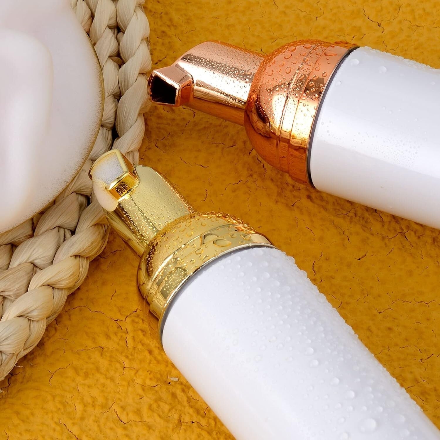 Elegant 50-Pack White Foaming Dispensers with Gold Pump - Perfect for Travel