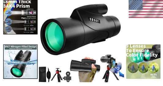 Premium 15x55 Monocular with Twist-Up Eyecup for Comfortable Viewing Experience