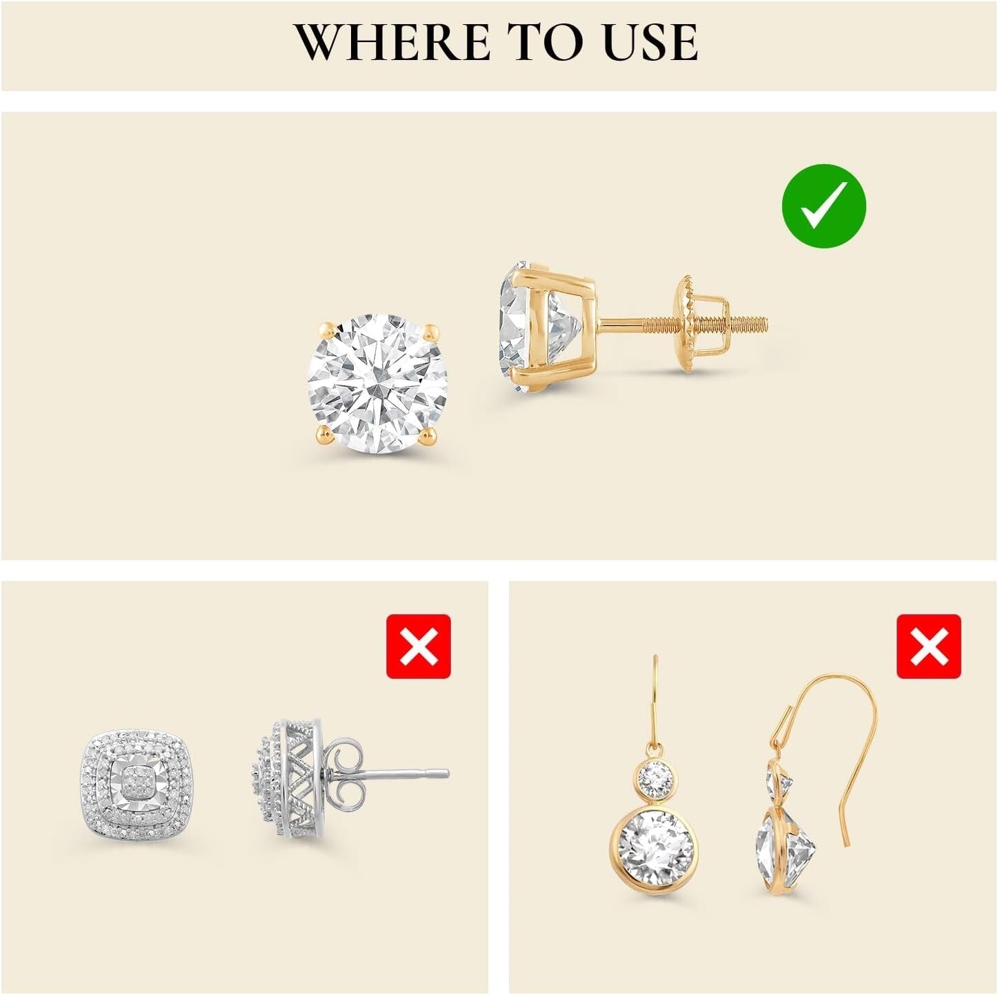 Threaded 14K Yellow Gold Earring Back, Polished & Skin-Safe - 0.040" Post