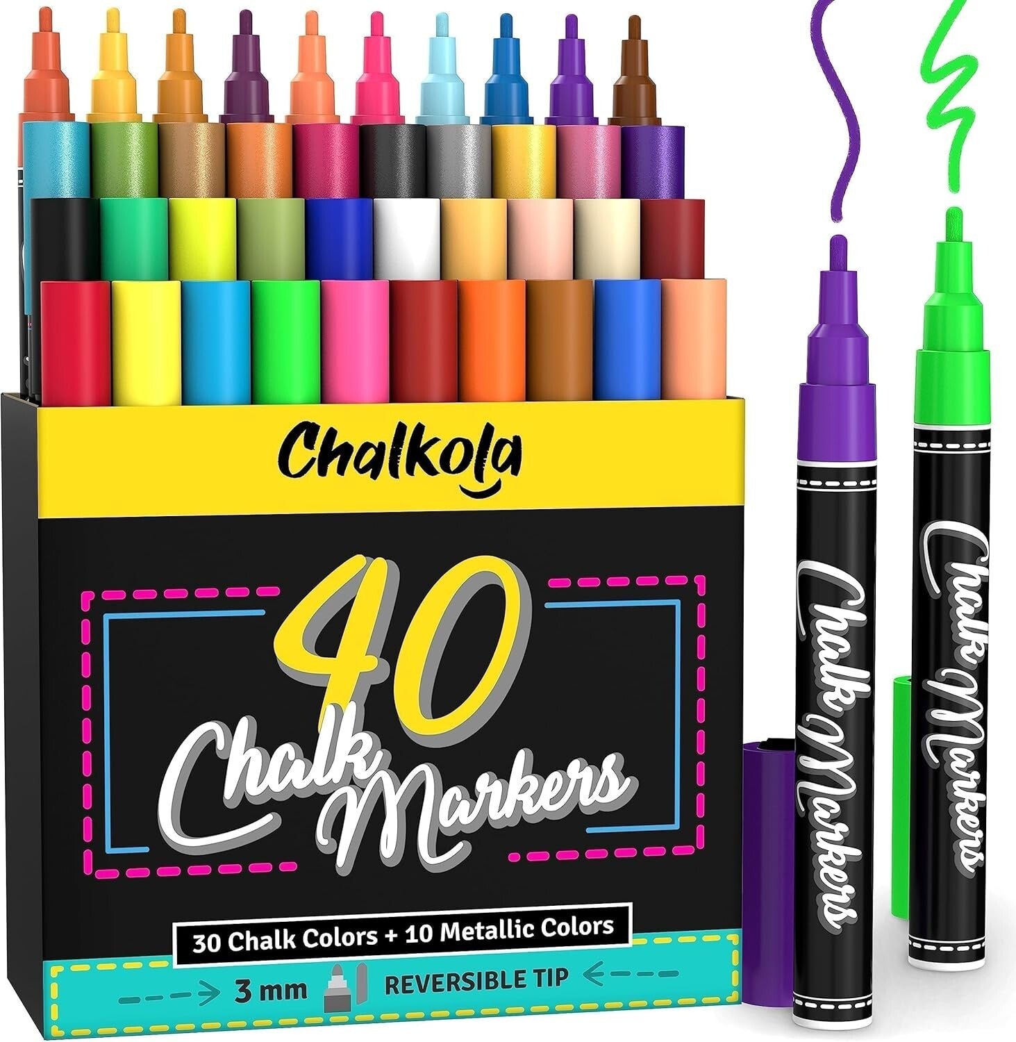 Versatile 40-Pack Liquid Fine Tip Chalk Pens for All Non-Porous Surfaces