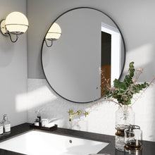 Load image into Gallery viewer, Elegant 24 Inch Round Mirror with Black Metal Frame for Modern Home Decor