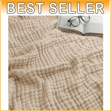 Load image into Gallery viewer, Breathable King Muslin Blanket 108" x 90" - Lightweight Comfort for Adults