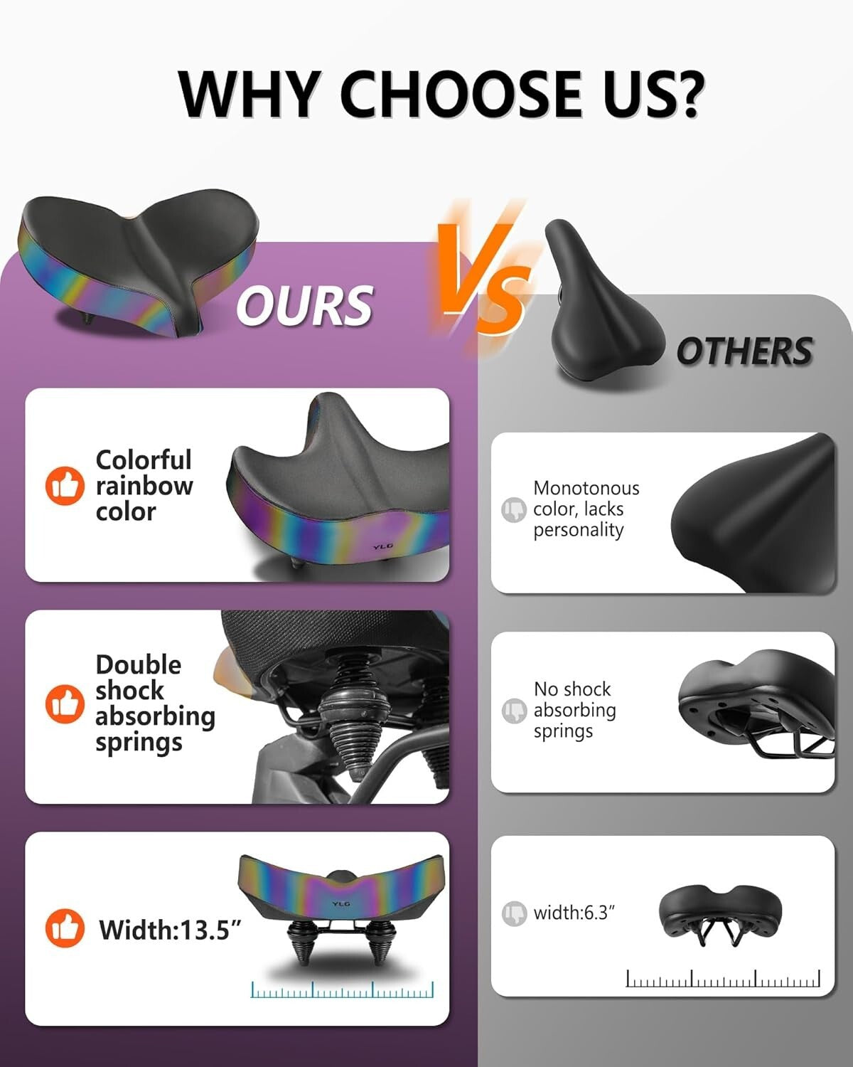 Extra Large Bike Seat with Memory Foam & Waterproof Cover for Ultimate Comfort