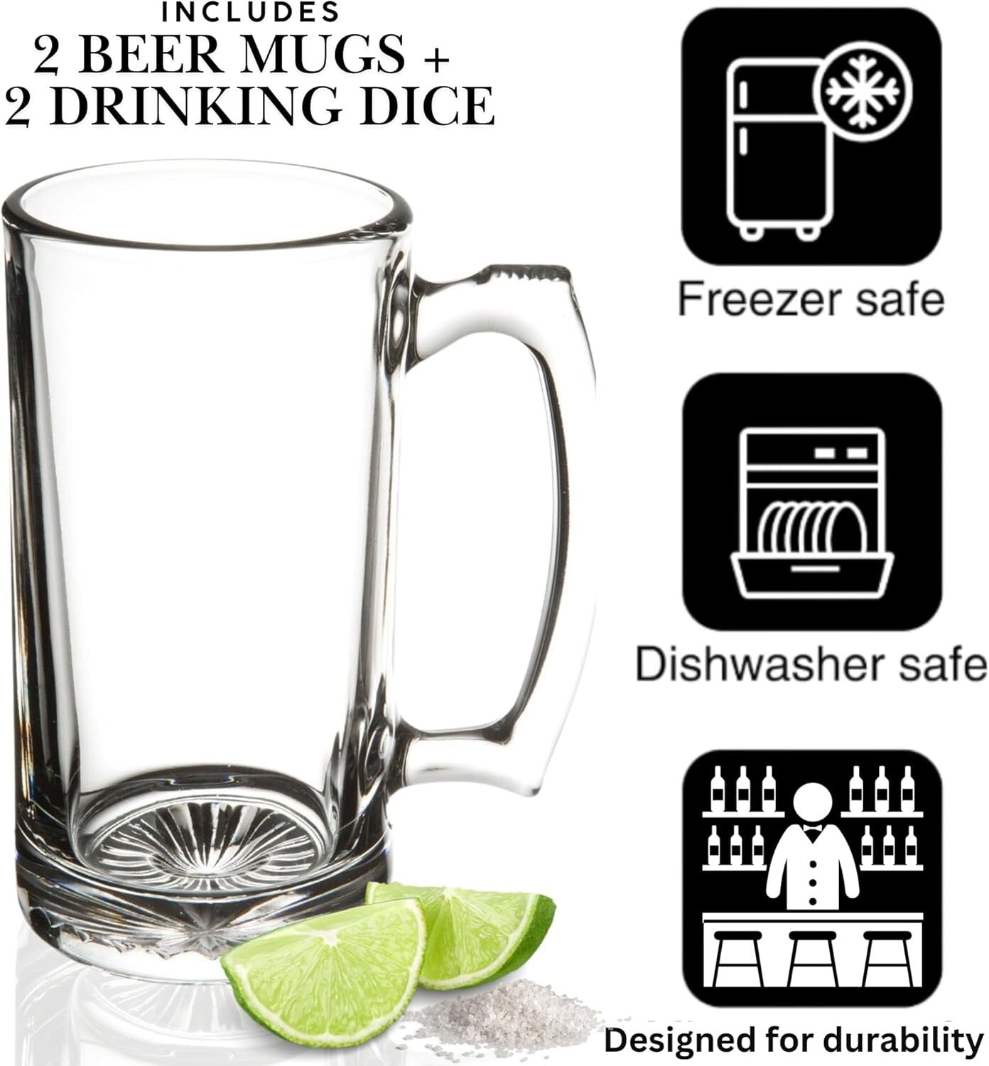 Classic German Style Beer Stein Set - Perfect for Oktoberfest and Home Parties