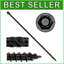 Load image into Gallery viewer, Superior Strong 12" Black Exterior Screws - Heavy Duty Timber Fasteners 50 Pk