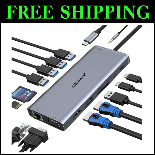14-in-1 USB C Hub with Dual 4K HDMI & Gigabit Ethernet for Maximum Efficiency