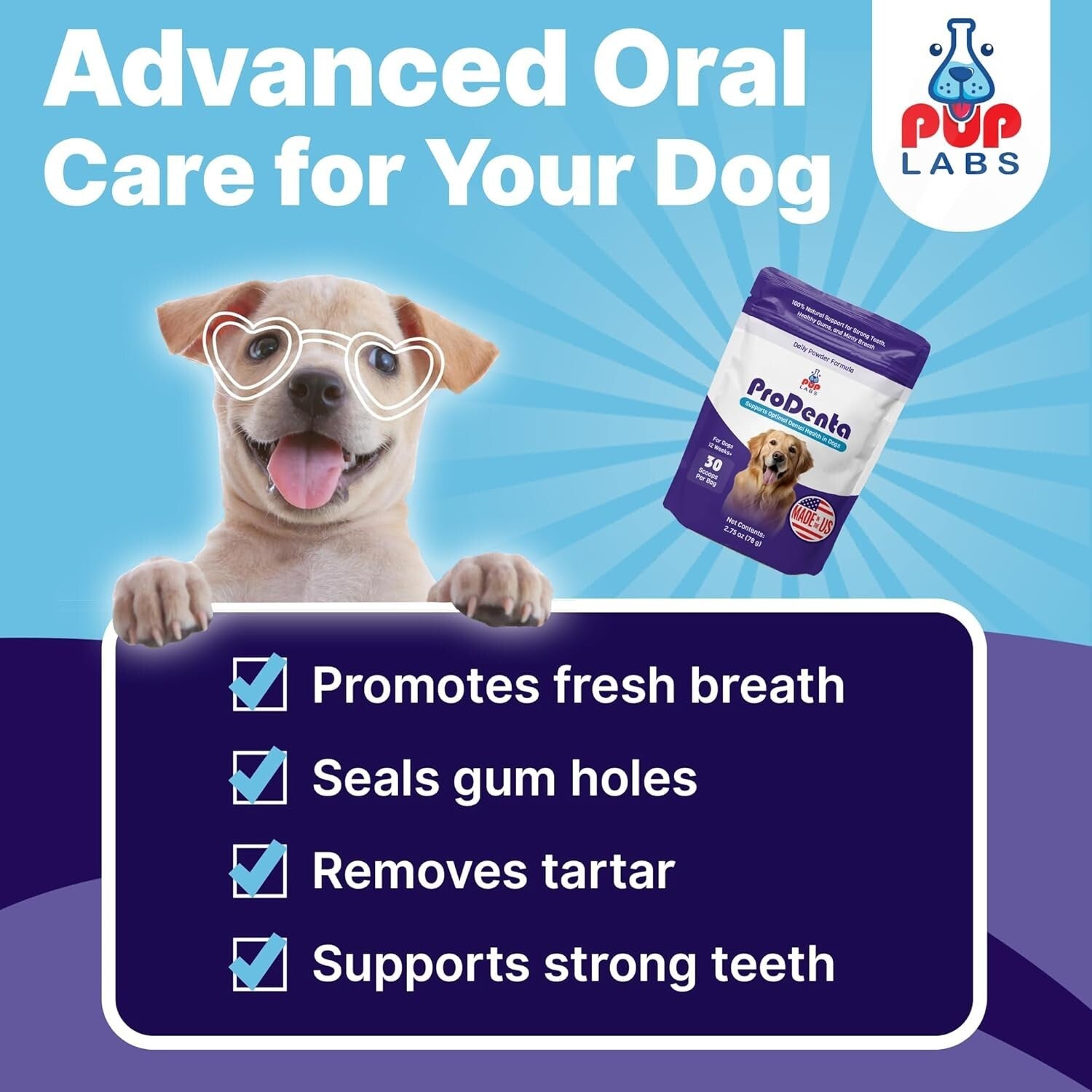 Easy-to-Use ProDenta Dog Dental Powder for All Breeds - Perfect Breath Solution