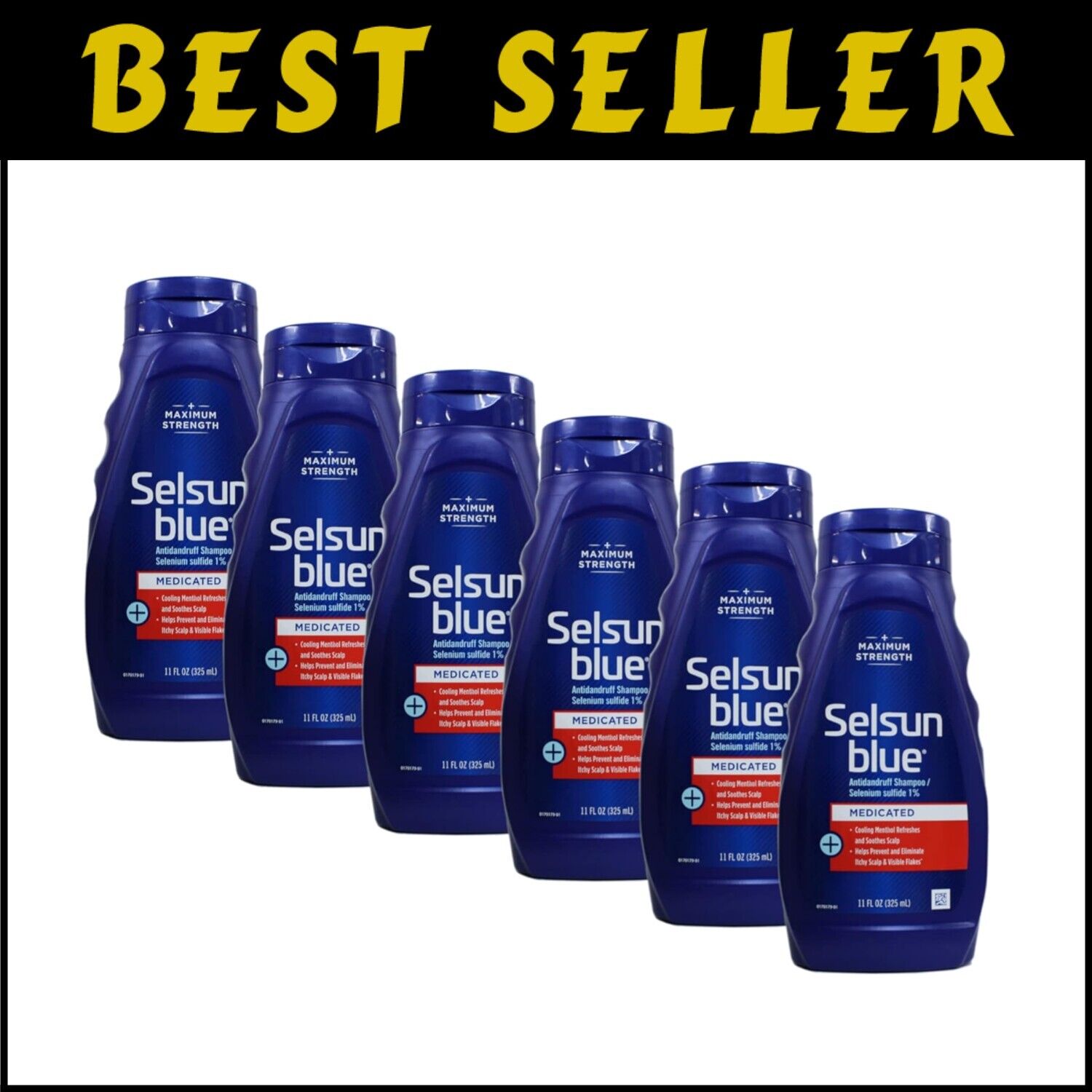 Maximum-Strength Anti-Dandruff Shampoo - 11 oz. Pack of 6, With Cooling Menthol