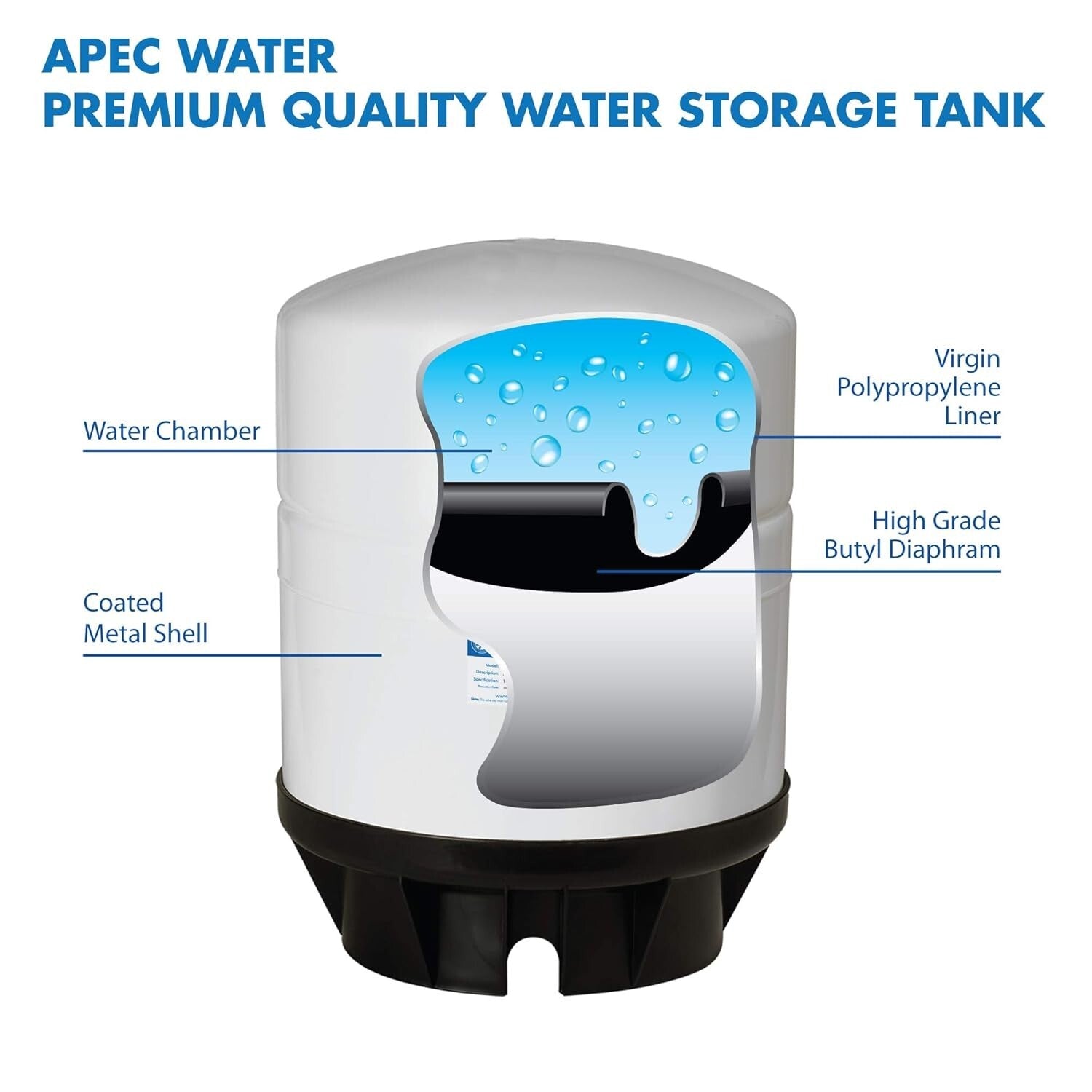 APEC 14 Gallon Reverse Osmosis Water Storage Tank - Heavy Duty & NSF Certified