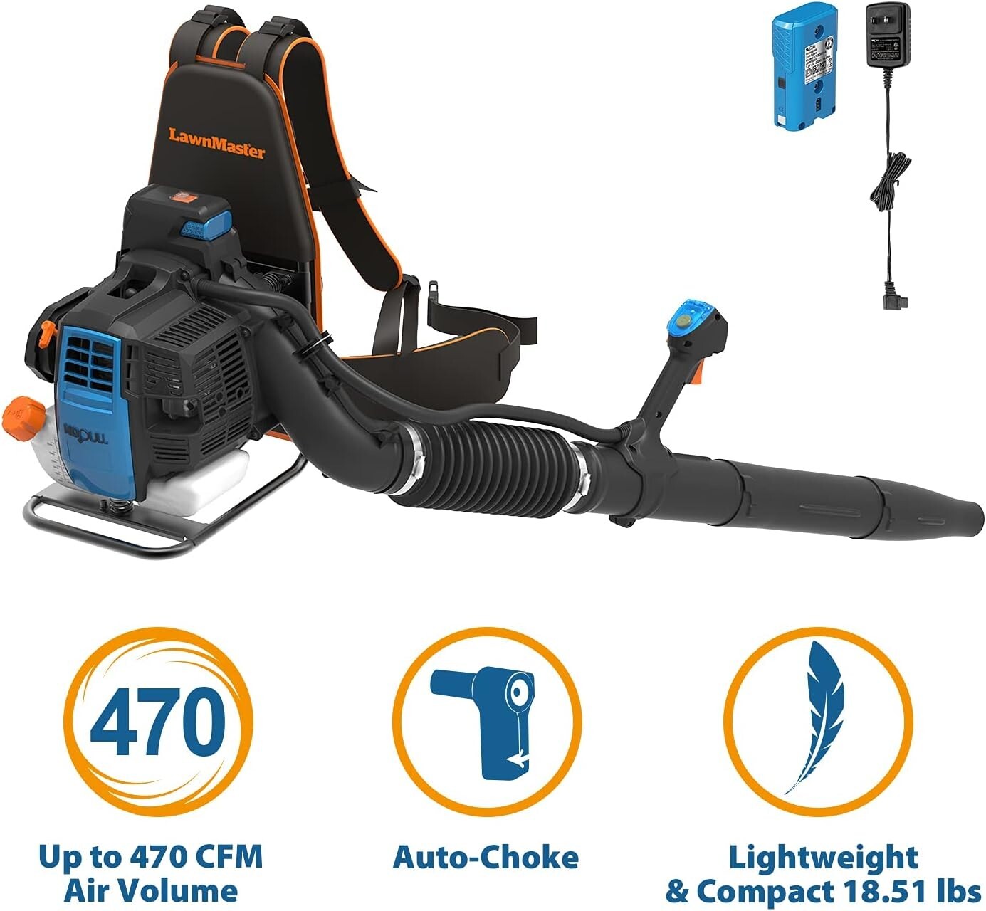 Lightweight No-Pull Backpack Leaf Blower - Cruise Control & Anti-Vibration