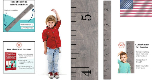 Durable 63" Wooden Growth Chart for Kids – Rustic Height Measurement Chart