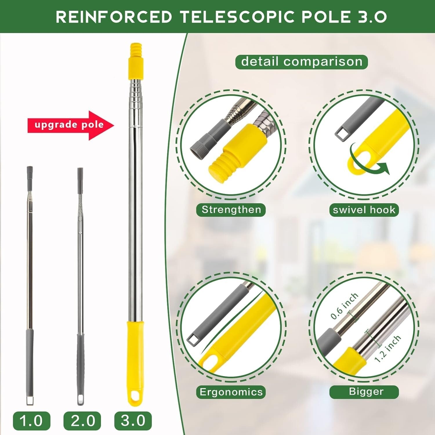 17-Foot High Reach Duster Kit with Extendable Pole - 3-in-1 Cleaning Solution