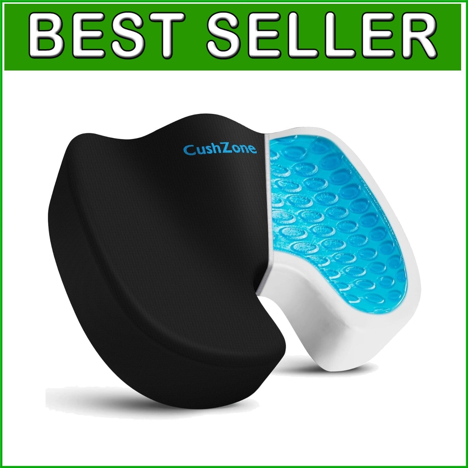 Ergonomic U-Shape Cooling Gel Cushion - X-Large for Office, Gaming, and Travel