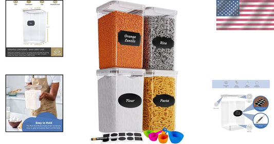 Clear Airtight Food Storage Containers, Stackable & BPA-Free – Set of 4, 7qt