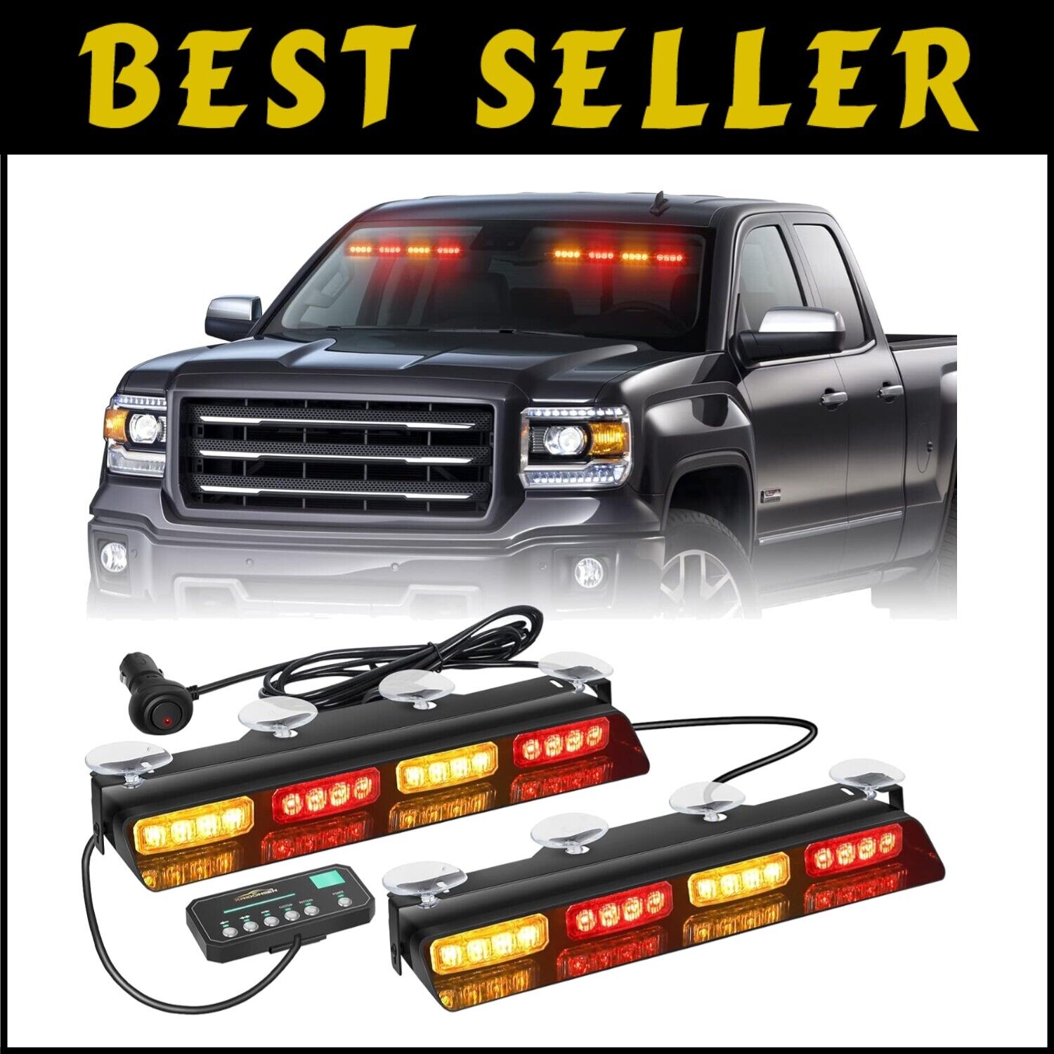 Easy Install 14" Amber/Red Strobe Lights for Construction and Emergency Response