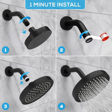 Load image into Gallery viewer, Luxury High Pressure Rain Shower Head - Matte Black 6" Round, Easy Install
